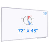 Large Whiteboard for Wall 72"X48", White Board Dry Erase 6' x 4' Magnetic Whiteboard Foldable Wall-Mounted Aluminum Frame Marker Board with a Long Pen Tray for School, Classroom, Office & Home maxtek