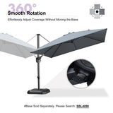 PURPLE LEAF Patio Umbrella Outdoor 10' x 10' Square Easy Setup Light Grey