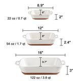 Sweejar Relief Casserole Dishes for Oven, Ceramic 9x13 Baking Pans Set for Cooking, Cake, Banquet and Daily Use, Rectangular Bakeware Set, Porcelain Baking Dish, Lasagna Pan Deep with Handles(White)