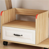 PXIWDAN Printer Stand Wood Printer Stand with Wheels Movable Cart Storage Rack Office with Drawer Shelf for Office(B)