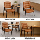 Naomi Home Faux Leather Guest Reception Chair with Armrests - Caramel
