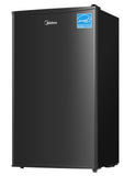 Midea MERM33S1ABB Mini Fridge, 3.3 Cu.ft Compact Fridge with Internal Light, Adjustable Thermostat, Reversible Door, Low Noise for Dorm, Office, Bedroom Black
