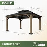 Aoxun 12' x 16' Outdoor Wood Gazebo, Hardtop Gazebo