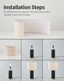 KDG 23.4" Black PU Leather Table Lamps for Living Room Set of 2, E26 Socket LED Modern Home Decor Fabric Lampshade Desk Lamp Lighitng for Bedroom, Bedside, Farmhouse, Nightstand, Night Light