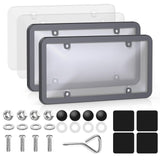 Vitog 2 Packs Clear License Plate Covers with 2 Extra Spare, Shatterproof License Plate Protector, Anti-Yellowing License Plate Holders & Frames with Anti-Rattle Pads & Hardware For Standard US Plates