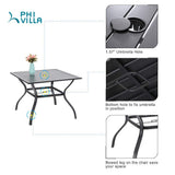 PHI VILLA Patio Dining Set for 4, Swivel Chairs& Metal Table