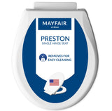 Mayfair Preston Easy to Clean Single Hinge Toilet Seat, Modern Slow Close Plastic Toilet Seat, Made in USA, Round, White