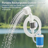 Outdoor Shower & Portable Rinse Kit, 10-Piece Portable Camping Shower with USB Rechargeable Pump, Hose and Multi-Spray Showerhead, Pumps Water from Bucket for Camping, Travel, Pet Bath, Plant Watering