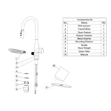STiLWERK Waterfall Kitchen Faucet with Pull-Down Sprayer, 3 Flow Modes (Sweep/Stream/Waterfall), 360° Swivel, Stainless Steel Sink Faucet for Farmhouse, Camper, Bar, Laundry, Rv, Brushed Gold