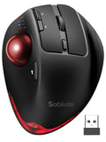 Wireless Trackball Mouse, Adjustable Angle, Rechargeable, Backlit-Red Ball