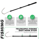 Smarkey Fishing Gaff Spear Hook Stick with Stainless Gig Hook, Telescopic Aluminium Alloy Pole for Saltwater, Offshore Freshwater Ice Fishing Tool-44inch