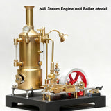 MechPuConToy Steam Engine Model with Boiler DIY Kit, SE-03 Full Metal Stationary Mill Beam Engine Steam Engine Model Kit That Works with Generator and Lamp Stand (38PCS)