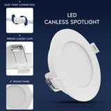 LUXRITE 4 Inch LED Recessed Light, ECO Backlit Mini Panel Spotlight, 5CCT 2700K-5000K, 1000 Lumens, High Output, 11 Watts, Dimmable, IC Rated, Wet Rated, ETL Listed, Energy Star, Round (48 Pack)