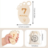 DegoCyhton Monthly Milestone Signs, Wooden baby monthly milestone Cards, Birth Announcement Sign for New Baby, Hello World Newborn Sign, 0-12 Months Newborn Photo Prop, with Drawstring Canvas Bag