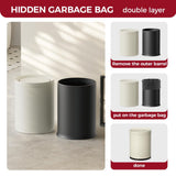 LEASYLIFE 3.1GAL Metal Bathroom Garbage Can with Lid, Modern Garbage Can, Swing Lid,Double Bucket,Small Wastebasket for Bedroom,Living Room,Office,Bank,Hotel