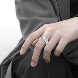Oseew Round Cut Moissanite Rings Wedding for men Hip Hop Iced Out Luxury Men's Moissanite Ring sterling silver/ 10k 14k 18k gold Cross Design (white gold)