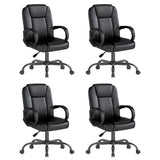 Keratee Executive Office Chair, Leather Desk Computer Chair with Armrests, Mid-Back Swivel Adjustable Ergonomic Design for Home Office, 4PC, Black