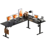 71 Inch Reversible L Shaped Electric Standing Desk, Height Adjustable Corner Stand up Desk