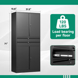 Letaya Metal Garage Storage Cabinet,71" Heavy Duty Steel Tool Cabinet with 4 Door Lock-Adjustable Shelves and 2 Drawer (Black)
