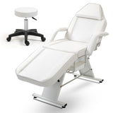 Jaxilyn Facial Bed Tattoo Chair with Two Trays Esthetician Beds Adjustable Folding Salon Bed with Hydraulic Stool Massage Chair for Professional Massage Facial Lash Beauty Treatment Spa White