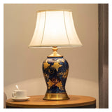 Desk Lamp Gilt Hand-Painted Ceramics Table Lamp Bedroom Bedside Lamp Office Desktop Decoration Desk Lamp Navy Blue Glazed Ceramic Table Lamp