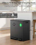 Lovewind Dual Trash and Recycling Bins for Kitchen, 13+6 Gallon Stainless Steel Garbage and Recycle Bin Combo for Large Families, Dual Trash Can with Soft Close Lid & Magnetic Stickers, Black