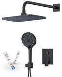 Matte Black 11-Inch Rainfall Shower System – Premium Filtered Handheld Sprayer & Fixed Shower Head, Complete Bathroom Set Faucet Mixer Trim & Valve