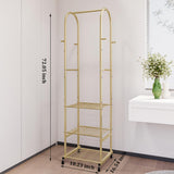 SUOERNUO Clothes Rack With Wheels and 3-Tier Metal Shelves,Clothing Rack For Hanging Clothes With 4 Hooks,Garment Rack Wardrobe Organizer for Small Space,Black (gold, 16.54 * 18.23 * 72.05)