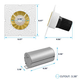 LUXRITE 3-Inch LED Trimless Recessed Spotlight with Brass Reflector Trim Replacement 15W, 1100LM, 2700K-5000K, 60° Beam Angle, Dimmable, Push-n-Lock, CRI90, Damp & IC Rated, ETL White + Brass (4 Pack)