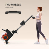 Soozier Water Rowing Machine for Home, Foldable Rower Machine with Adjustable Resistance, Wheels, LCD Monitor and Tablet Holder, 264lbs Weight Capacity, Red