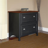 Bush Home Fairview 2 Drawer Lateral File Cabinet in Antique Black/Hansen Cherry