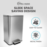 50 Liter / 13.2 Gallon Soft-Close, Smudge Resistant Trash Can with Foot Pedal and Built in Filter
