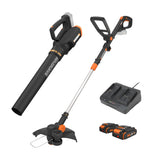 Worx 20V 12" Cordless String Trimmer & 360 CFM Leaf Blower Combo, 2 Batteries & Charger Included, WG930.2