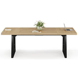 Rustic Wood Conference Meeting Room Table for 6-8 People, Business Seminar Tables, Breakroom, Reception Office Furniture