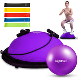 kisnbld Half Balance Ball Trainer, Inflatable 19/23 Inch Half Exercise Ball with Resistance Bands and Pilates Bal, Non-Slip 660lbs Capacity Yoga Ball for Home Gym Full Body Workouts
