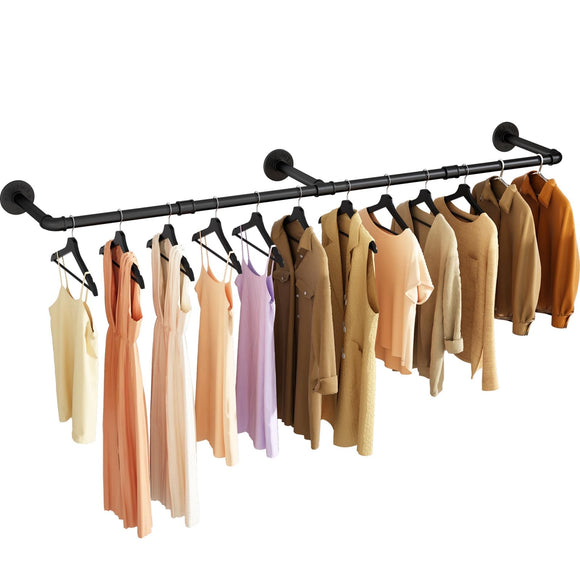 Clothes Rack Wall Mounted, 60in Industrial Pipe Wall Mount Clothing Rack, 1 Pack UlSpeed