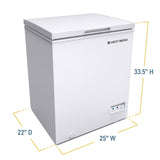 West Bend Chest Freezer with Adjustable Temperature Control, Free-Standing with Single Flip-Up Lid, Manual Defrost with Drain Perfect for Homes, Garages, Basements, 5-Cu.Ft, White