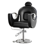 Barber Salon Chair, Reclining Salon Chair with Heavy Duty Hydraulic Pump, 360° Swivel and Height Adjustable, 330 LBS Capacity Spa Beauty Equipment Hairdresser Armchair for Barbershop- Black & Silver