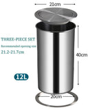 12L Built-in Kitchen Trash Bin with Flap Chute - Space-Saving Round Waste Container for Home & Office, Stylish Silver Design for Cabinets & Countertops, Easy Access & Cleanliness