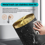 YOJIA 4 Gallon Bathroom Trash Can with Lid, Black Leather Garbage Can, Modern, Bedroom Wastebaskets, for Kitchen Powder Room Hotel Office (15L Black)