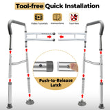 Toilet Safety Rails for Seniors, Adjustable Toilet Safety Frame Handles Fits Most Toilets, Mothers Day Gifts for Handicap and Disabled Seniors Elderly, Foldable, Safe Weight Capacity of 330 lbs(150KG)