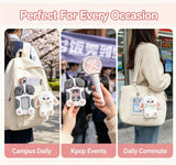 DegoCyhton Photocard Holder, Kpop Photo Card Keychain, 2 Pack 3 Inch, Clear PVC Window, Anti-Shed Plush Design, 360 Rotating Hook, for Teen Girls Student Campus Backpack Pendant & Card Protection