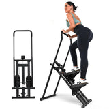 Sportneer Foldable Stair Stepper for Home Gym, Adjustable Resistance, Vertical Climber with Handlebar, Extended Step Range for Full-Body Workouts with 440lbs Weight Capacity Black