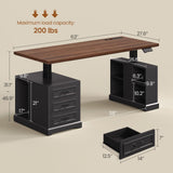 SEDETA Farmhouse Electric Standing Desk, 63" Height Adjustable Computer Desk with 3 Drawers