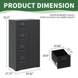 File Cabinet 4 Drawer, Vertical File Cabinet with Lock and 1 Door