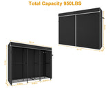 ULIFHOME E14C Pro Heavy Duty Closet Organizer System，Freestanding Clothing Racks for Hanging Clothes，Adjustable Garment Rack 70.1"W × 16.6"D × 76.4"H Hold 960 lbs，Black Rack with Black Dustproof Cover