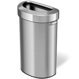 iTouchless 23 Gallon Stainless Steel Semi-Round Open Top Trash Can and Recycle Bin, 87 Liter, Slim and Space-Saving Design for Home, Office, Kitchen, Restaurant, Restroom, Large Capacity