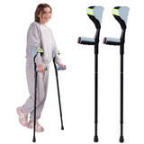 ENLUNTRA Forearm Crutches for Adults, 2 Pcs, Adjustable Arm Crutch with Elbow Strap and Cushion, Portable and Foldable Crutches,Blue Grey
