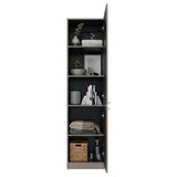 Tuhome Home 71" Tall Standard Bookcase with 5 Open Storage Shelves, 2 Doors, Closed Back, Freestanding Living Room, Office or Bedroom Storage (Model M5), Silver Oak/Wenge