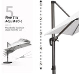 PURPLE LEAF Patio Umbrella 9' x 11.5' All-Day Shade Control White